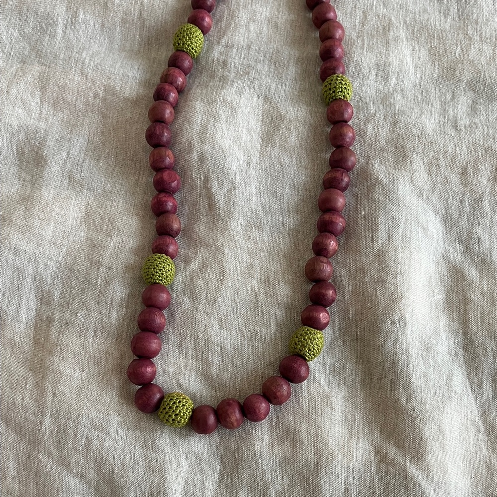 Maroon and Olive Beaded Necklace - Women Jewelry